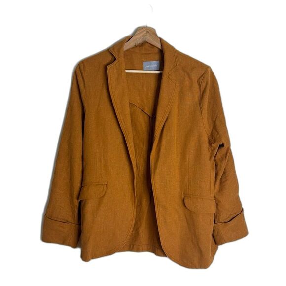 Pinkfilosopy ladies rust open front linen boyfriend blazer size smalll - Picture 1 of 9